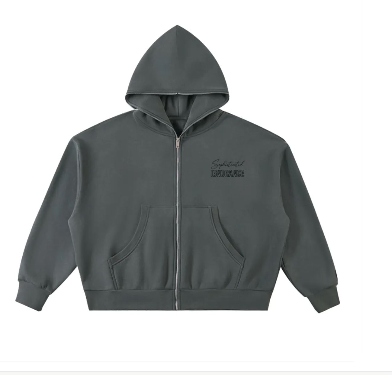 Luxe Fleece Full-Zip Boxy Sophisticated Hoodie