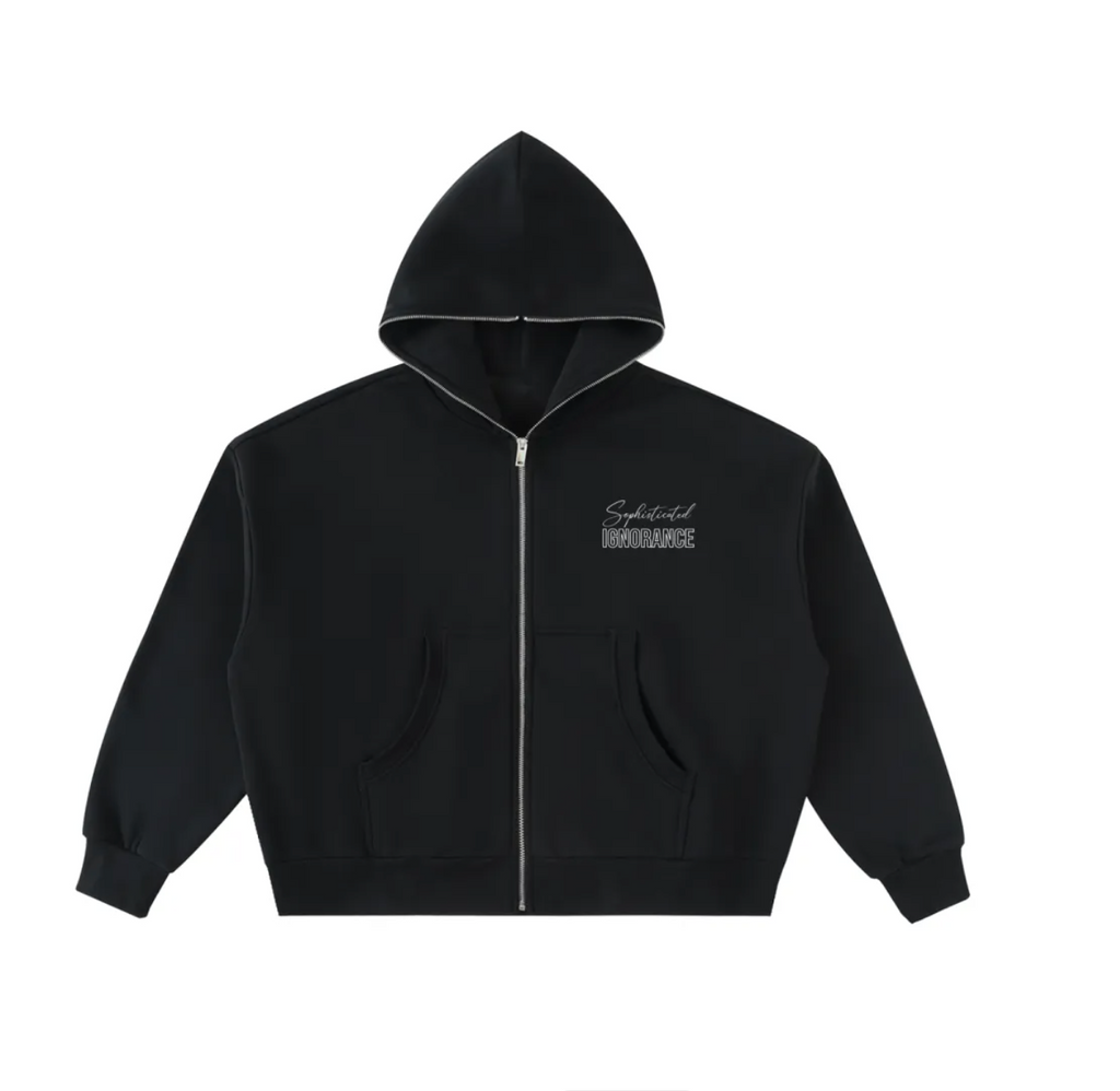 Fleeced Full-Zip Boxy Hoodie
